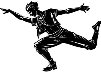 Naklejka premium Street Dancer Freeze Pose Silhouette