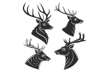 Obraz premium Winter Deer Silhouettes – Snow & Pines Design