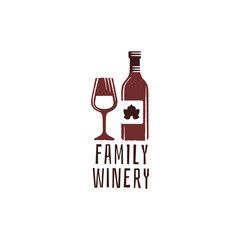 Family Winery Logo. Simple winery logo for wine bottle, vineyard product, alcohol brand or organic beverage packaging. Vector illustration.