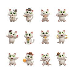 Obraz premium collection of cute cat icon sets png images