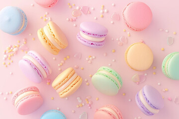 Obraz premium かわいいマカロンの背景素材