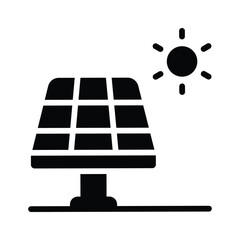Visually appealing glyph icon depicting solar panel energy