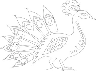 Peacock Outline Illustration