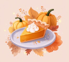 pumpkin pie autumn flat vector art
