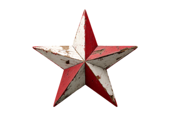  Wooden Christmas Star with Rustic Paint, Angled View.