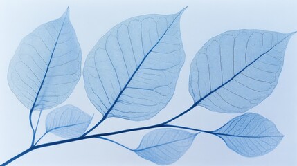 Light-blue, translucent leaves on branch