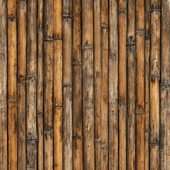 Fototapeta premium A rustic bamboo fence, a natural and sustainable material that adds a touch of elegance and texture to any space