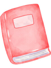 Watercolor school stationery of pink book cover 