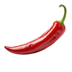 Single bright red chili pepper isolated on transparent background