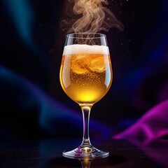 glass of champagne on black background