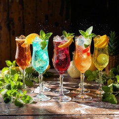mojito cocktail on a wooden table