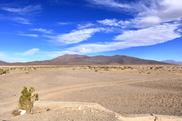 landscape on a road trip from Uyuni to the south of Bolivia