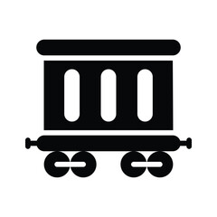 A well designed glyph icon of coal cart