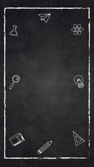 back to school calk border frame and stationary elements on blackboard , education and science social media background  © AIDIN