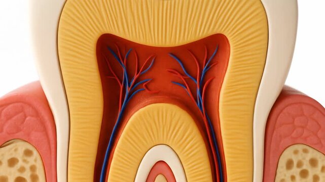 Tooth Anatomy Model: Enamel, Dentin, Pulp, and Blood Vessels