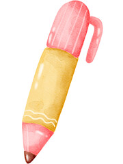 Watercolor school stationery of a ballpoint 
