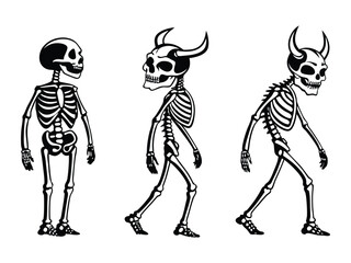 Walking Skeleton Illustration Set