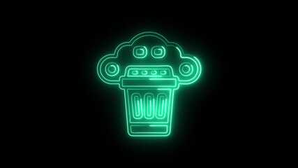 Recycle Bin Animation with Glowing Lines on Black Background - Powered by Adobe