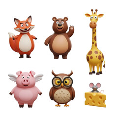 Fototapeta premium ICON SET FUNNY ANIMAL PNG
