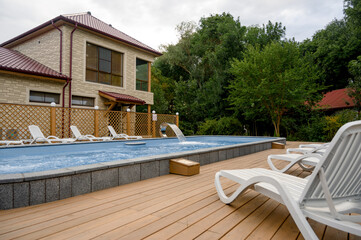 Pool on the terrace with a view of nature