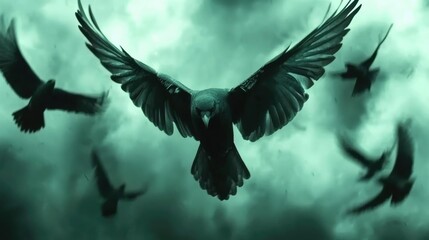 Fototapeta premium Raven in Flight