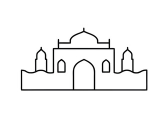 Iconic mumbai skyline silhouette featuring the historic gateway of india landmark in a clean outline design