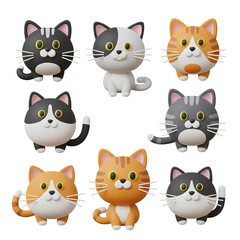 Fototapeta premium collection of cute cat icon sets png images