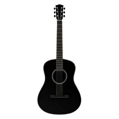 Obraz premium Acoustic Guitar, Black Gloss Finish with Silver Hardware on Transparent Background