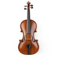 Fototapeta premium Violin with Fine Wood Finish Isolated on White Background