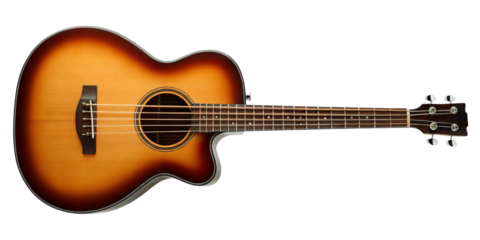 Acoustic Guitar Bass with Sunburst Finish on white background