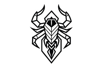 Fototapeta premium Line art scorpion showcases its geometric design with a sharp and angular aesthetic