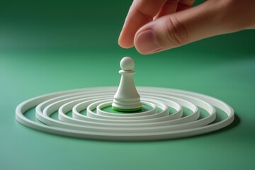 Strategic Move: Hand Placing Chess Pawn on Target chess pawn hand placing target strategy planning