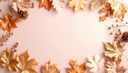 Autumn leaves arrangement indoor setting decorative image warm colors top view seasonal aesthetic for fall decor