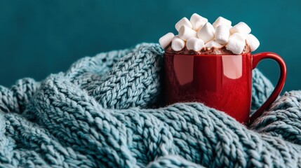 Cozy Mug of Hot Chocolate and Marshmallows