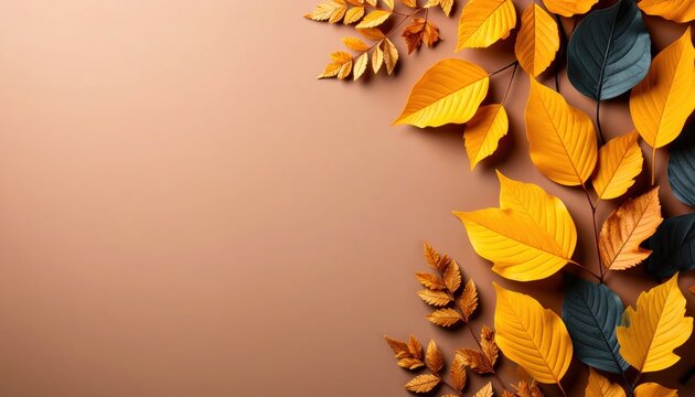 Captivating autumn leaves arrangement nature's palette decorative imagery warm earthy tones close-up view embracing seasonal change