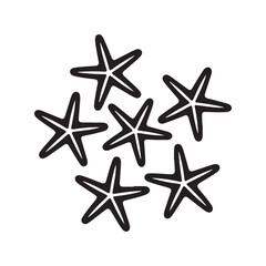 Group of starfish silhouettes vector isolated on white background