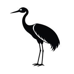 crane bird silhouette, tall bird icon, elegant bird shape, wetland bird outline, wading bird figure