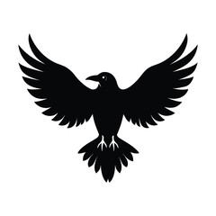 crow silhouette, black bird icon, flying crow figure, perched crow outline, spooky bird shape,