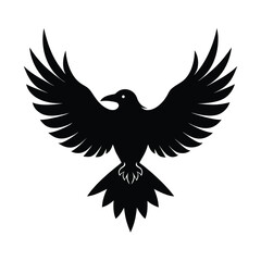 crow silhouette, black bird icon, flying crow figure, perched crow outline, spooky bird shape,
