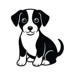 Fototapeta premium puppy silhouette, cute dog icon, baby dog sketch, happy puppy shape, fluffy pup vector, sitting puppy art, 
