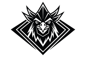 Obraz premium Strong eagle head within sharp diamond frame stands out in bold silhouette