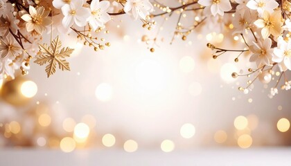 Fototapeta premium Elegant blossoms and golden accents spring garden digital art soft focus tranquil atmosphere beauty concept for serenity