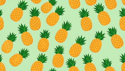 Pineapple pattern on light green background