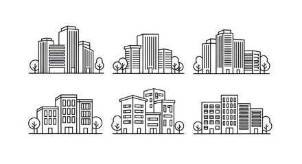 Fototapeta premium Elegant city skyline icons for modern urban planning designs and architecture presentations easy to customize