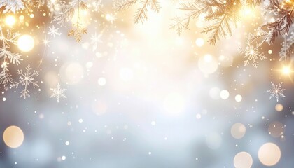 Magical winter wonderland snowflakes and soft lights outdoor celebration serene atmosphere dreamy viewpoint