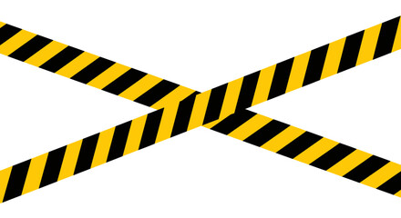 Caution tape in bright yellow and black crossed for warning message or construction restriction zone sign
