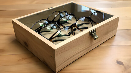 Fototapeta premium Big Box for Collecting Glasses Plexiglas and OSB Wood