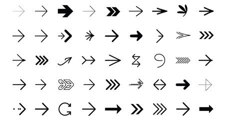 Collection of 40 unique hand-drawn arrow icons in varied styles and directions, perfect for UI design, infographics, and creative projects