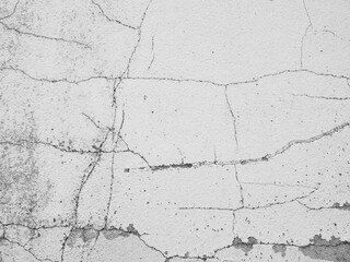 Crack wall texture background broken earthquake effect, whtie grey building cement damage pattern plaster grunge black line paint surface abstract, construction rough street concrete backdrop.