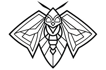 Geometric moth outline with detailed wings creates symmetrical artistic insect image